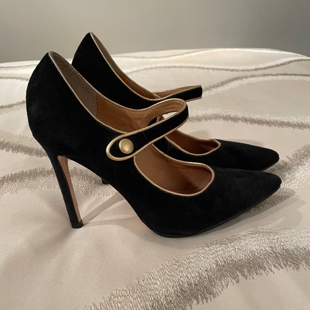 Pour La Victoire Black Suede Mary Jane Pumps